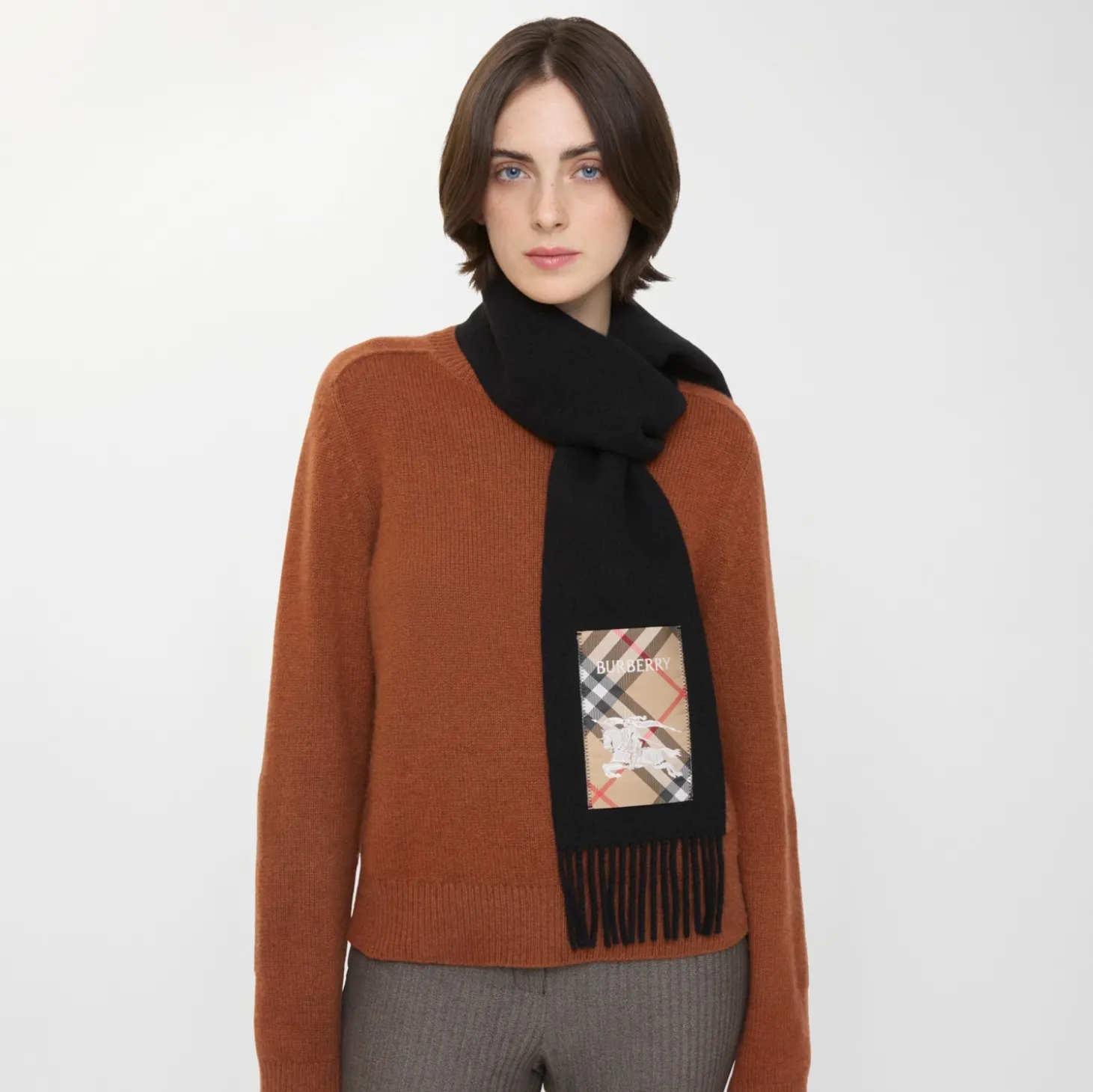Check Label Cashmere Scarf