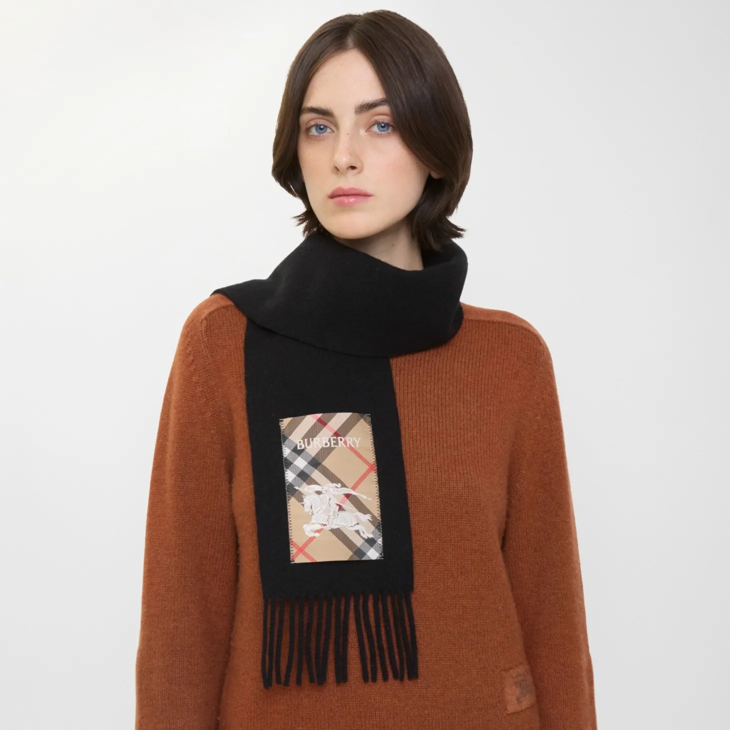 Check Label Cashmere Scarf