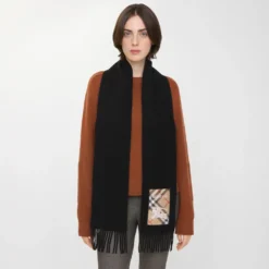 Check Label Cashmere Scarf