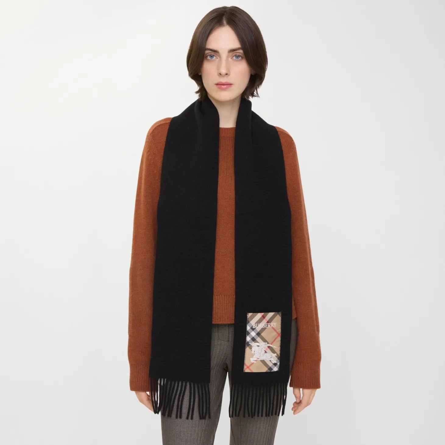 Check Label Cashmere Scarf