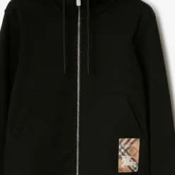 Check Label Cotton Zip Hoodie
