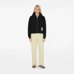 Check Label Cotton Zip Hoodie