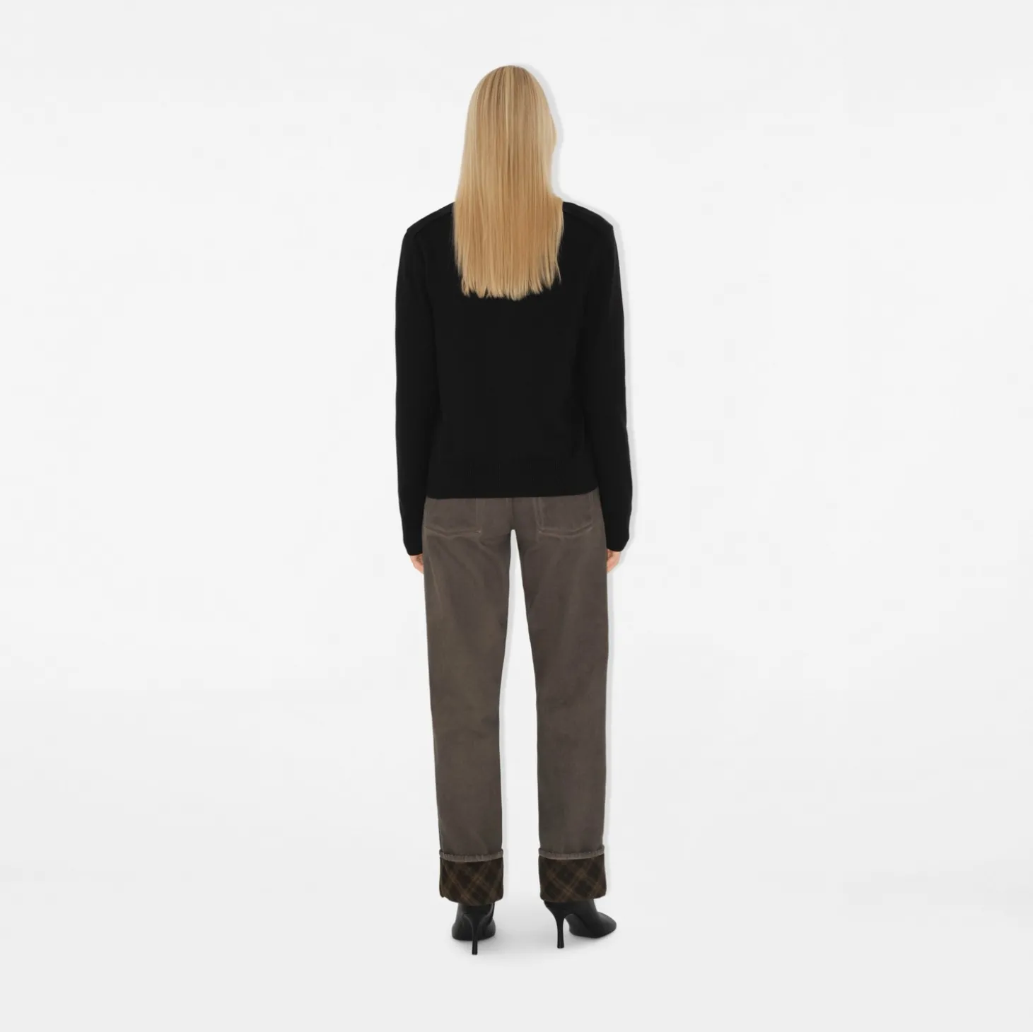 Check Label Wool Cardigan