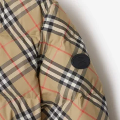 Check Nylon Hooded Puffer Jacket