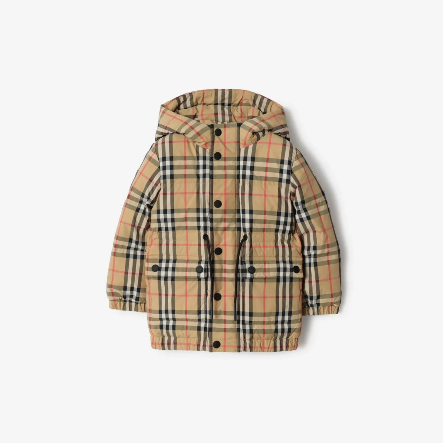 Check Nylon Puffer Coat