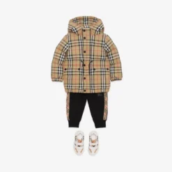 Check Nylon Puffer Coat