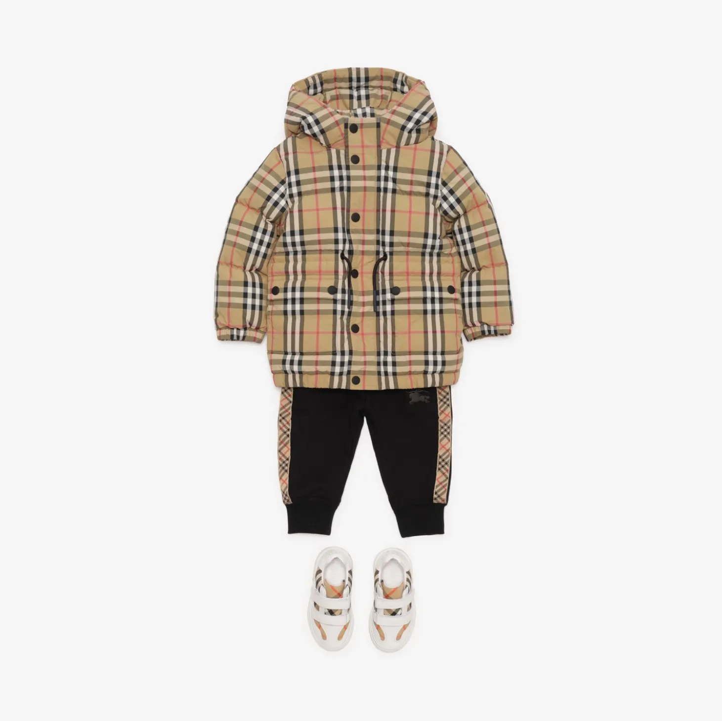 Check Nylon Puffer Coat