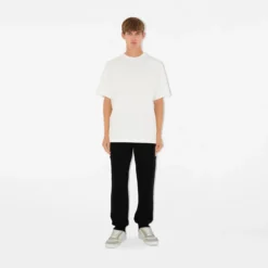 Check Panel Cotton Jogging Pants