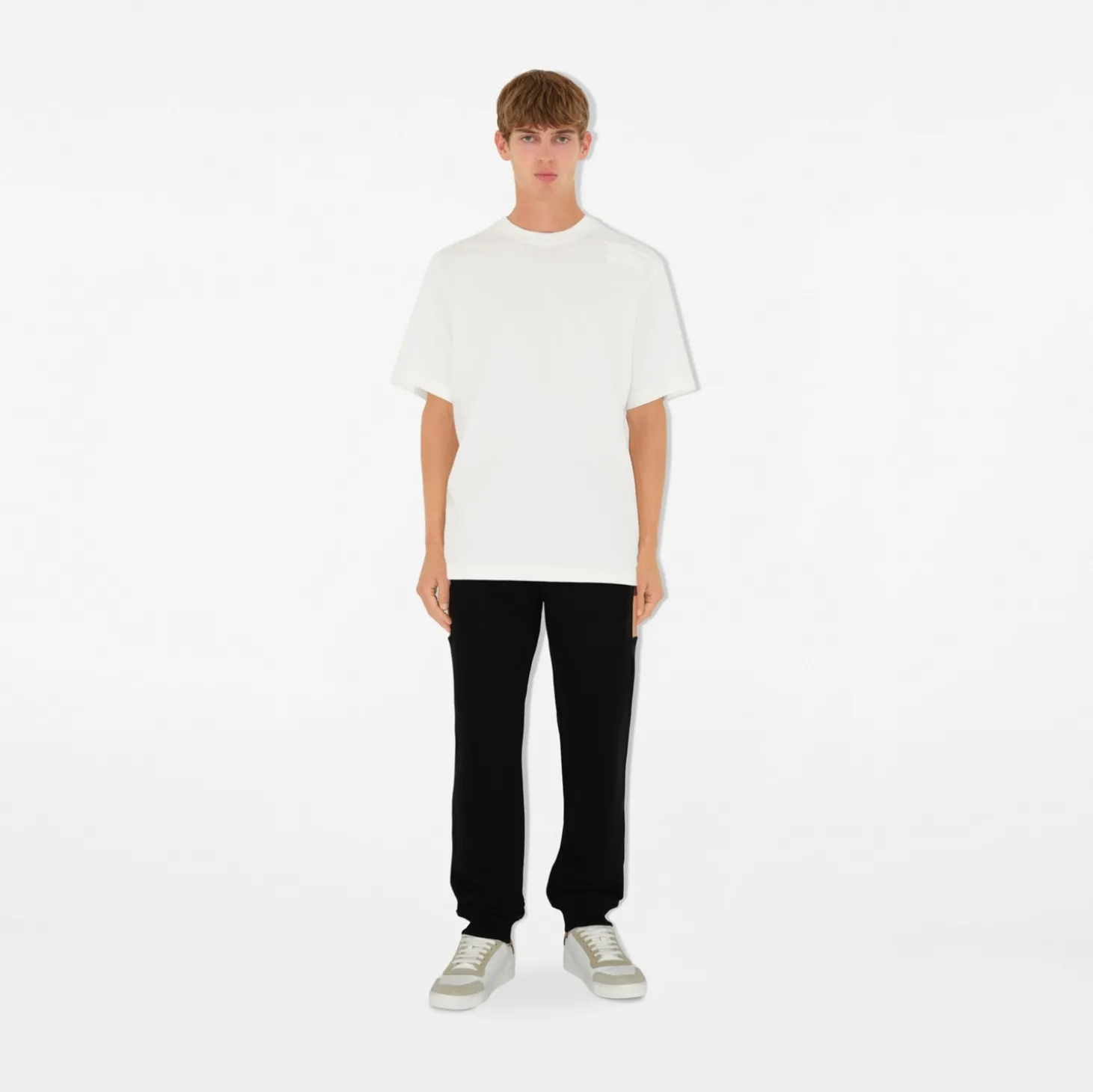 Check Panel Cotton Jogging Pants