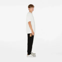 Check Panel Cotton Jogging Pants