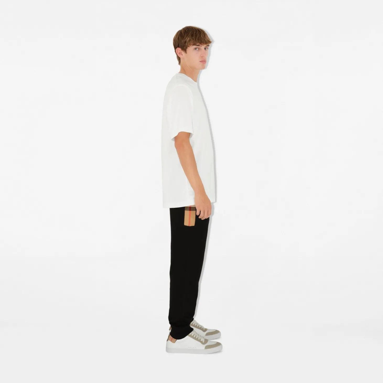 Check Panel Cotton Jogging Pants