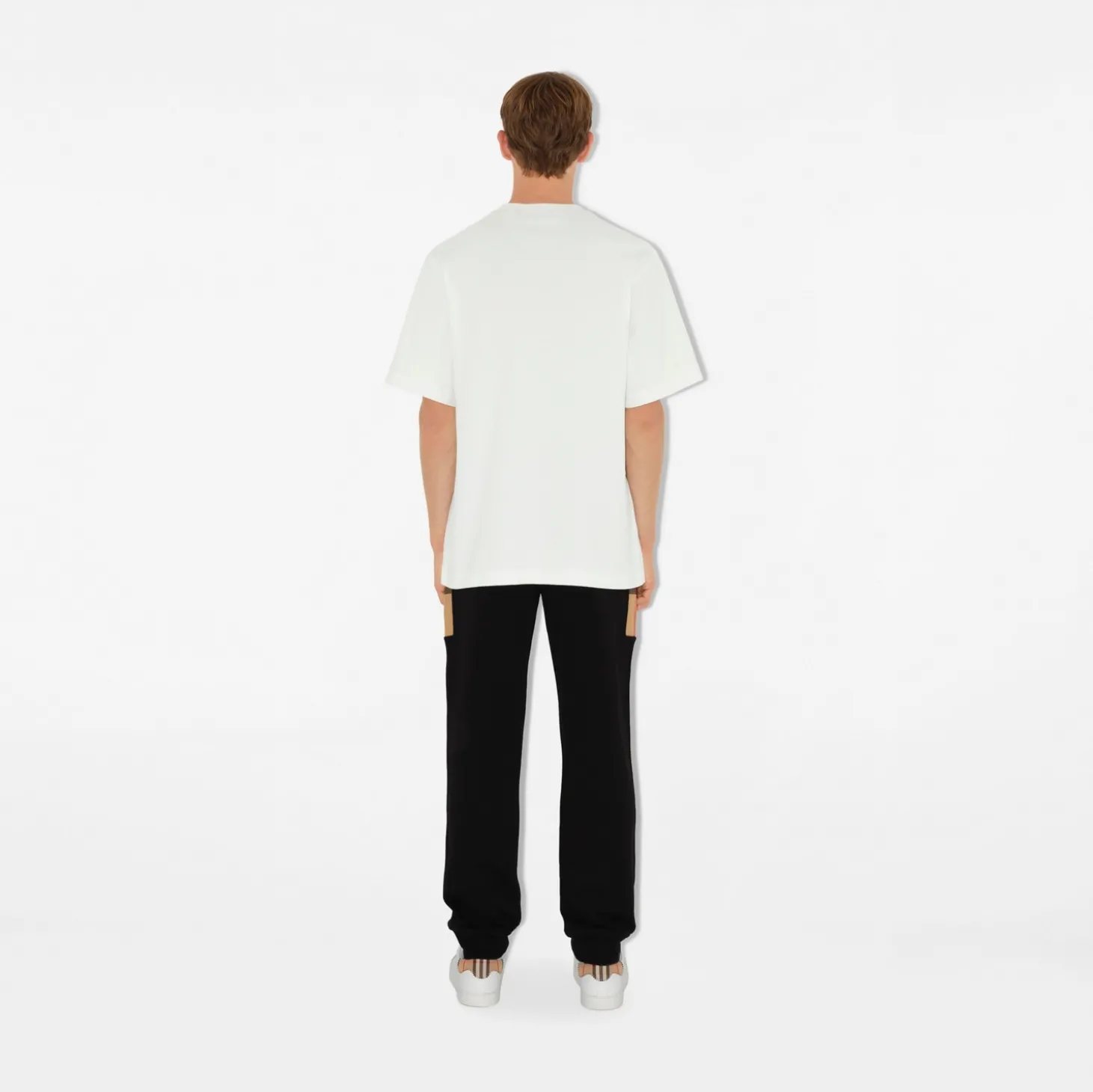 Check Panel Cotton Jogging Pants
