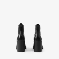 Check Panel Leather Ankle Boots