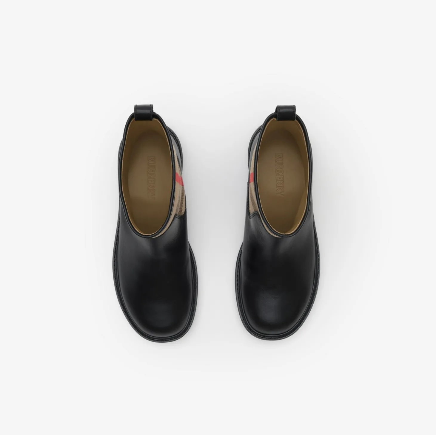Check Panel Leather Boots