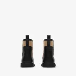 Check Panel Leather Boots