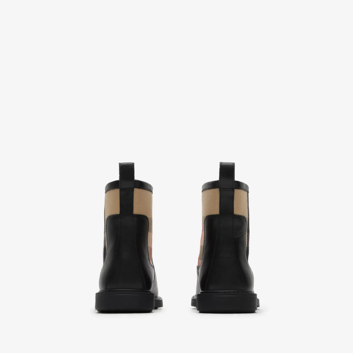 Check Panel Leather Boots