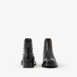 Check Panel Leather Chelsea Boots