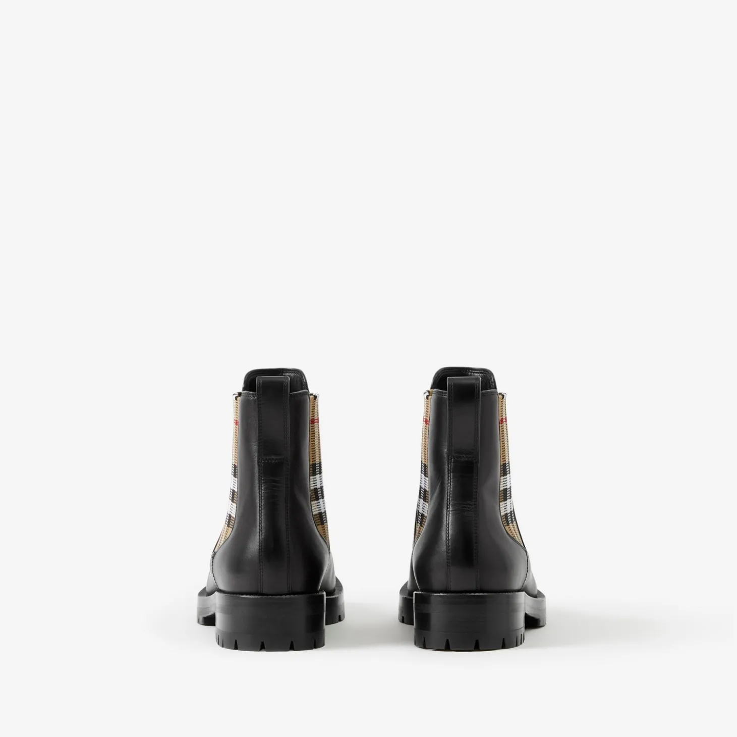 Check Panel Leather Chelsea Boots