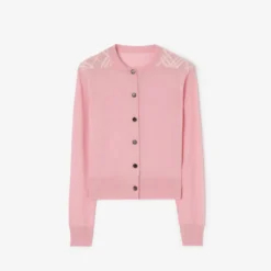 Check Panel Wool Silk Cardigan