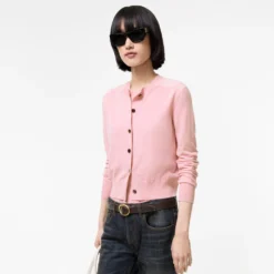 Check Panel Wool Silk Cardigan