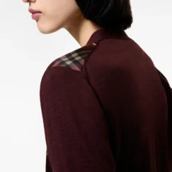 Check Panel Wool Silk Cardigan