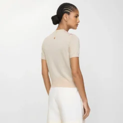Check Panel Wool Silk T-shirt