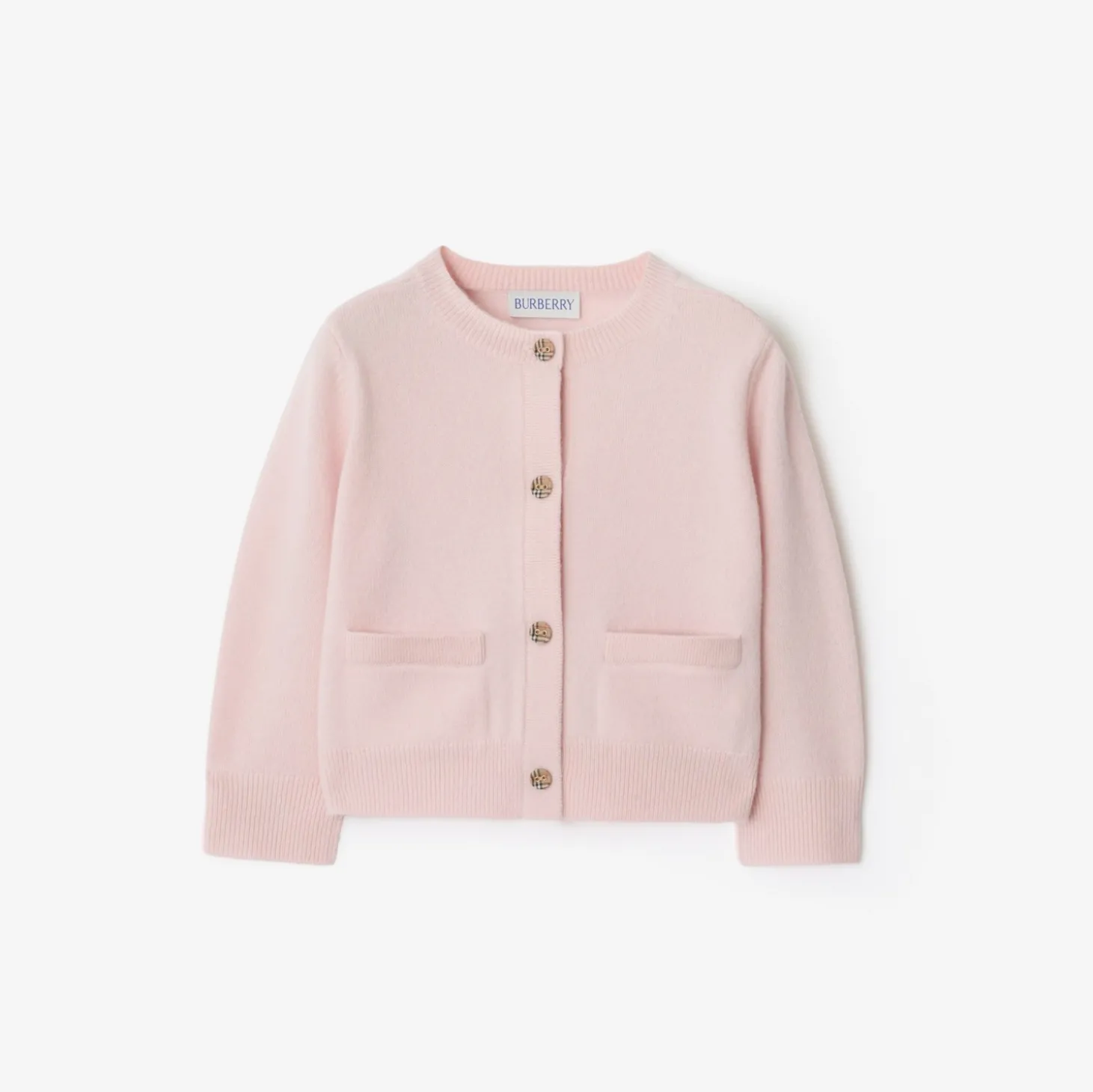 Check Patch Wool Cashmere Cardigan
