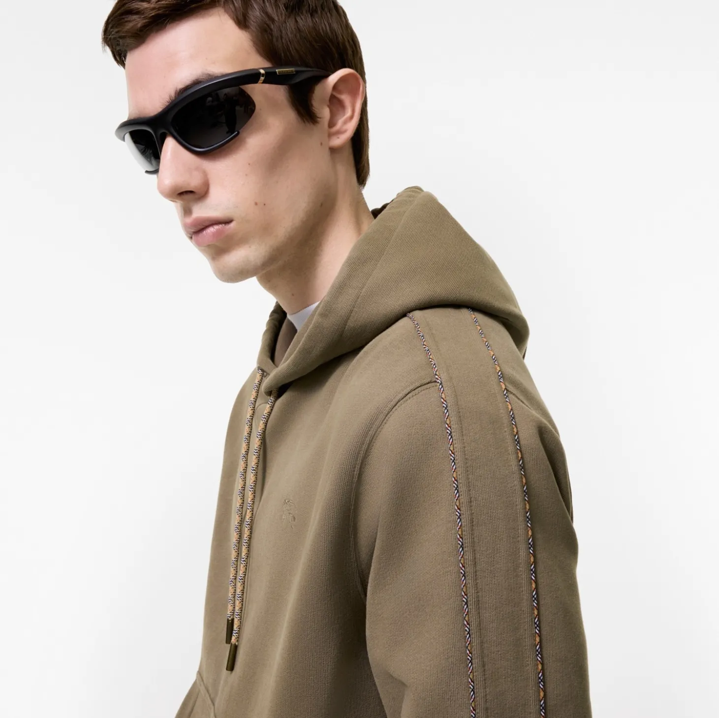 Check Piping Cotton Hoodie