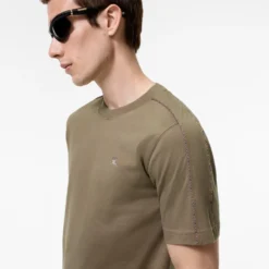 Check Piping Cotton T-shirt