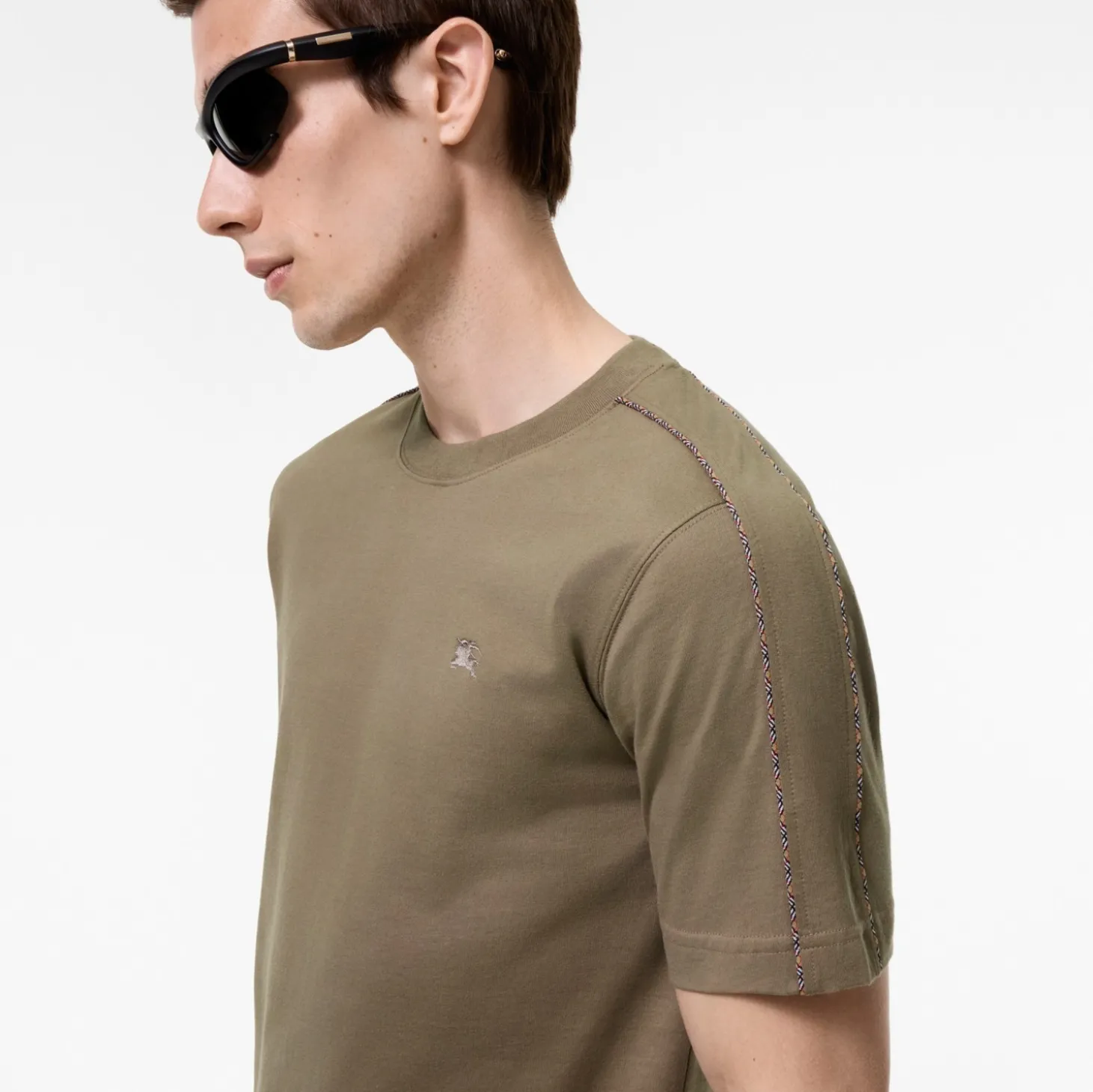 Check Piping Cotton T-shirt