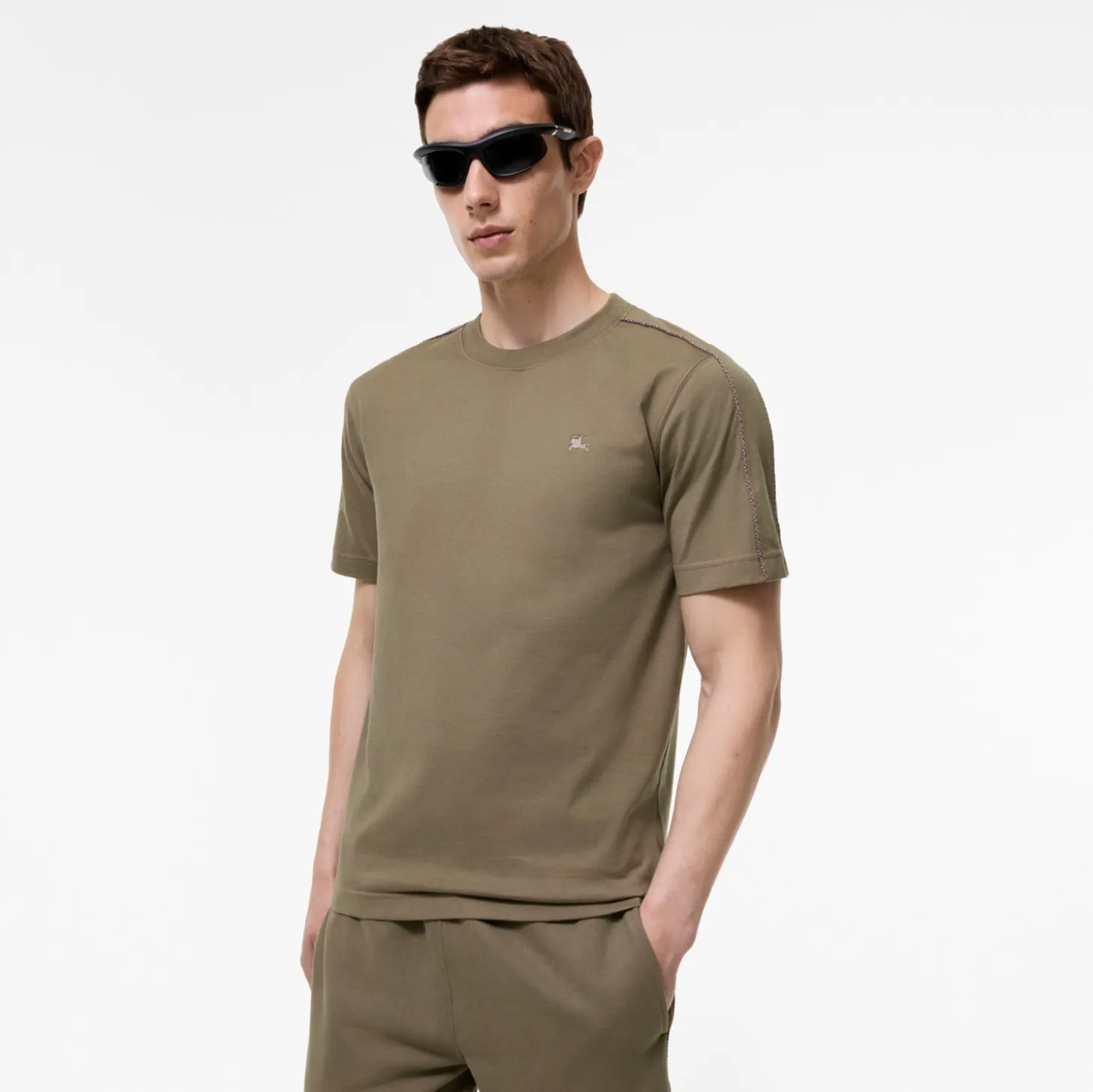 Check Piping Cotton T-shirt