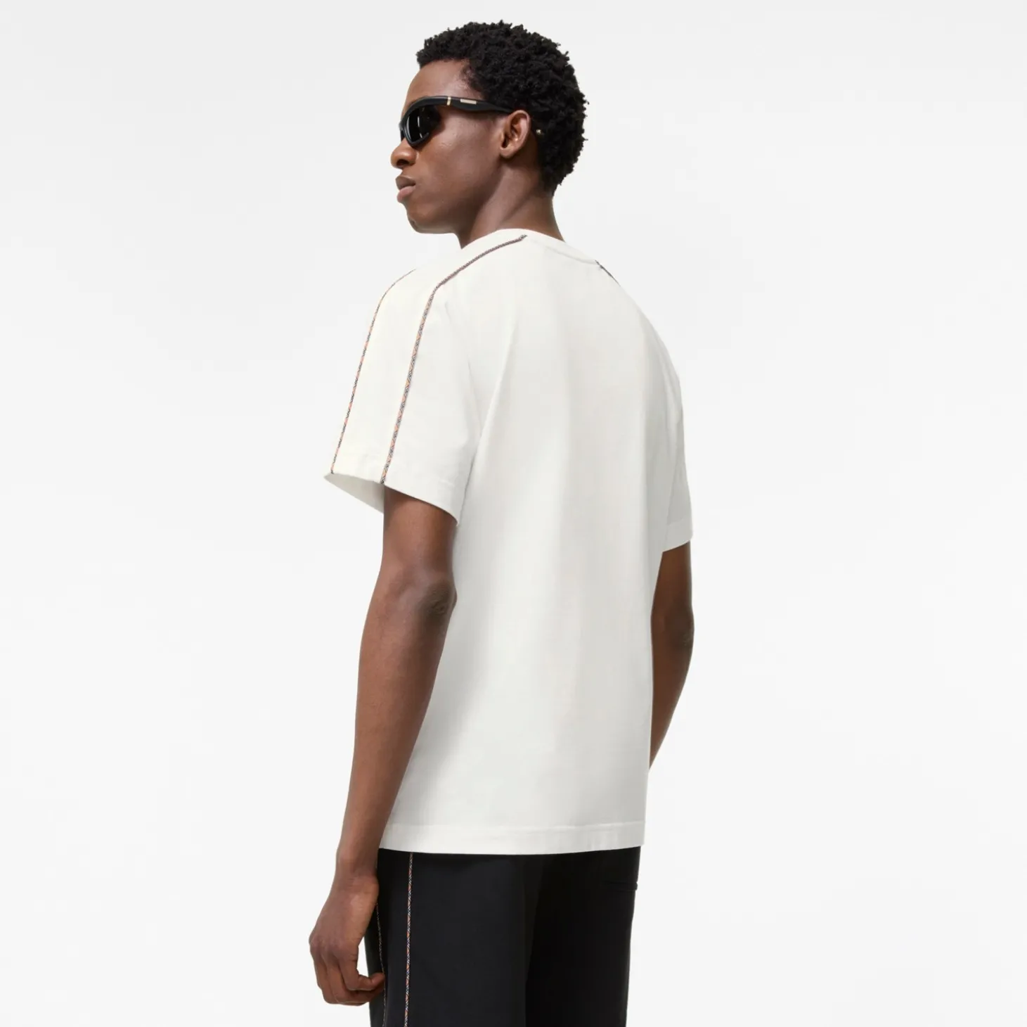Check Piping Cotton T-shirt