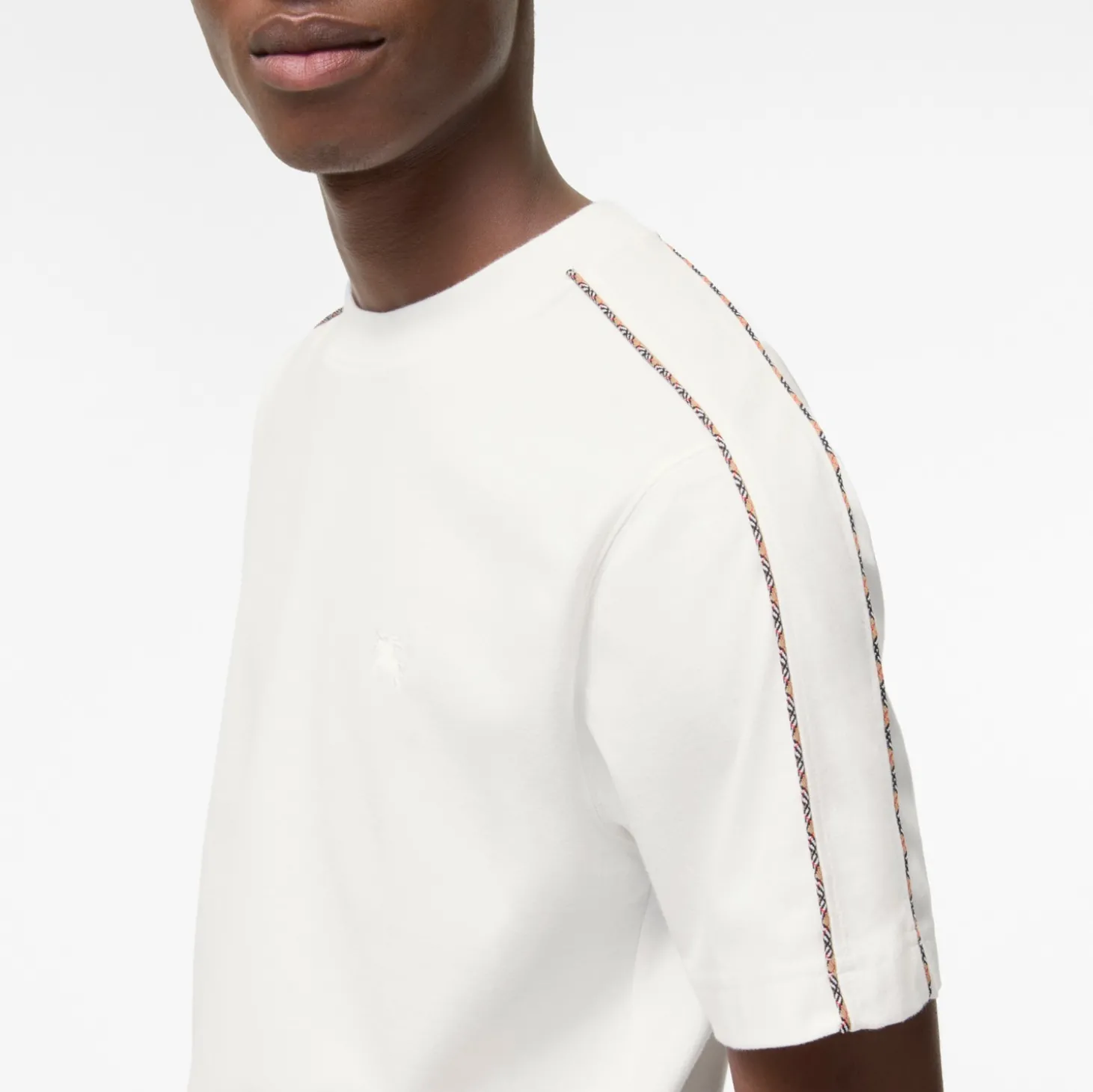 Check Piping Cotton T-shirt