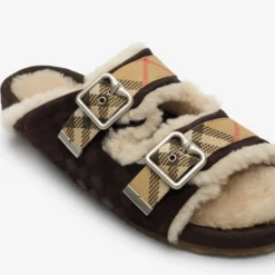 Check Shearling Urchin Sandals
