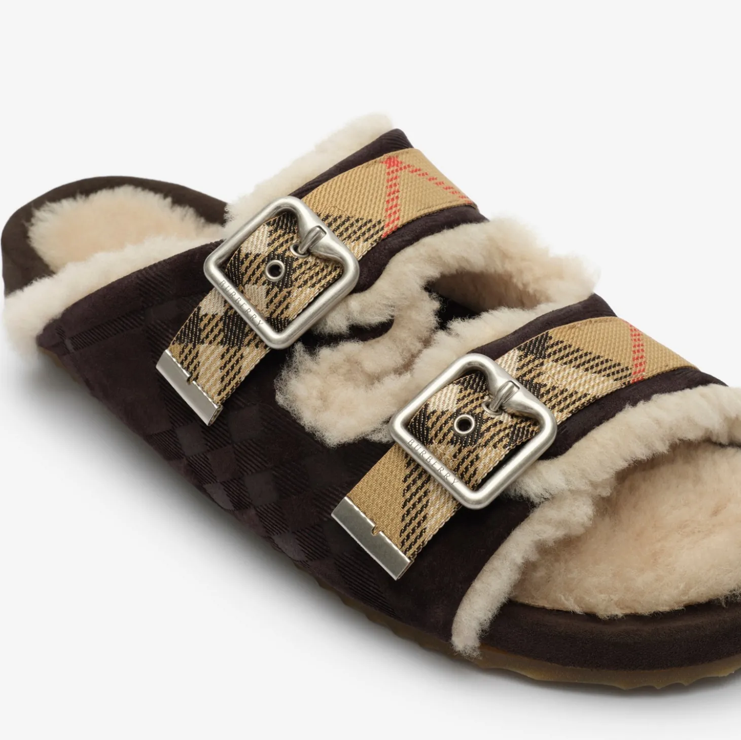 Check Shearling Urchin Sandals