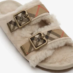 Check Shearling Urchin Sandals
