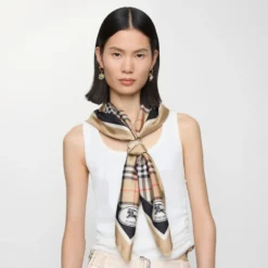 Check Silk Scarf