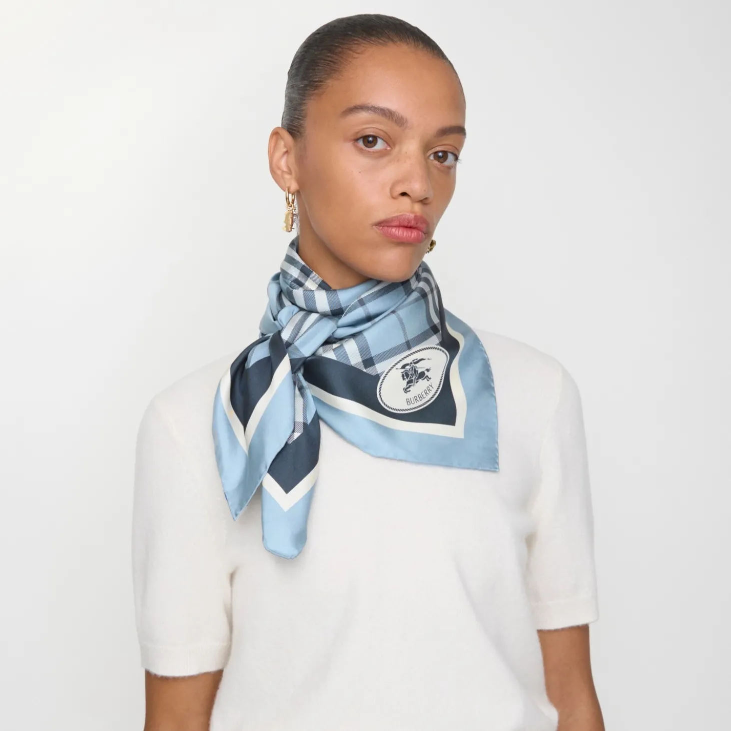 Check Silk Scarf