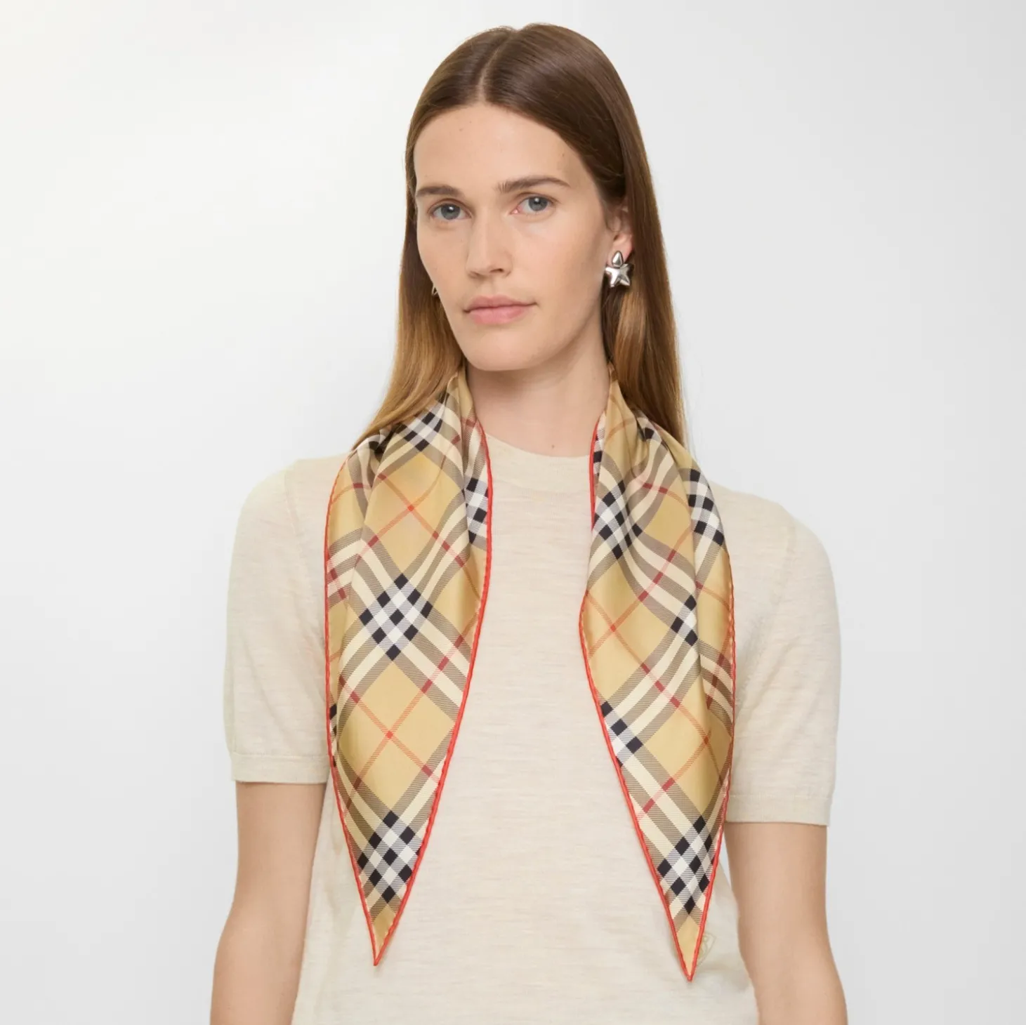 Check Silk Scarf