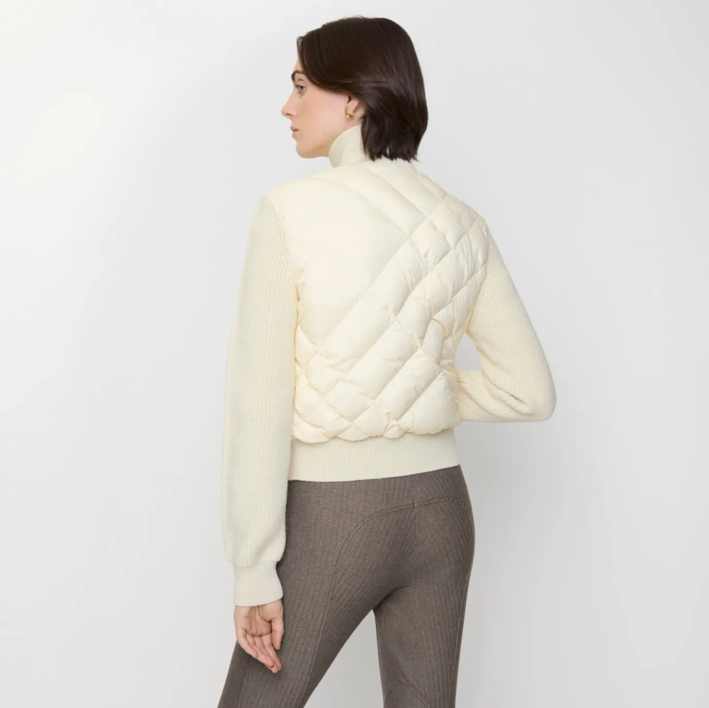 Check-stitch Nylon and Wool Jacket