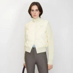 Check-stitch Nylon and Wool Jacket