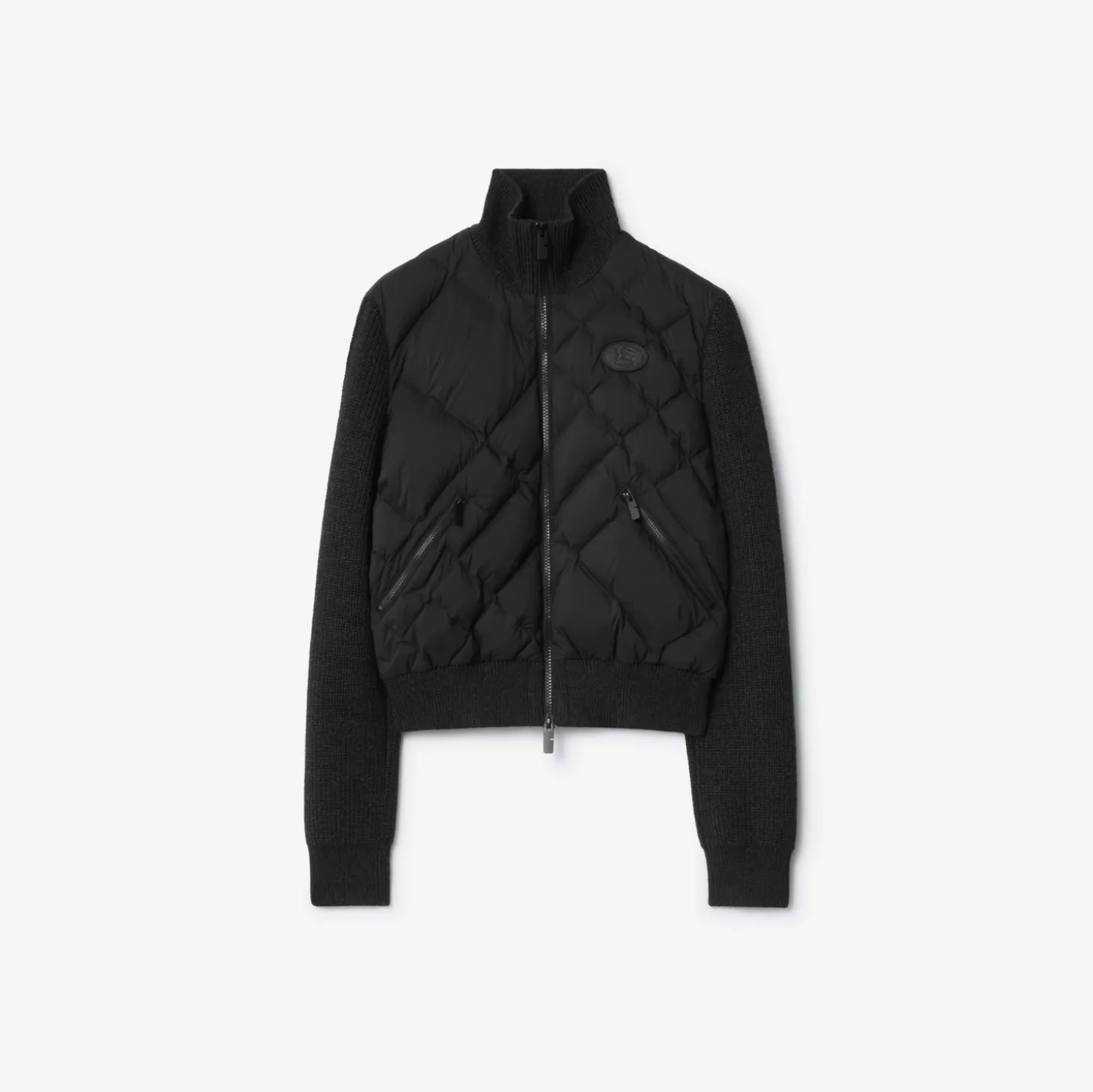 Check-stitch Nylon and Wool Jacket