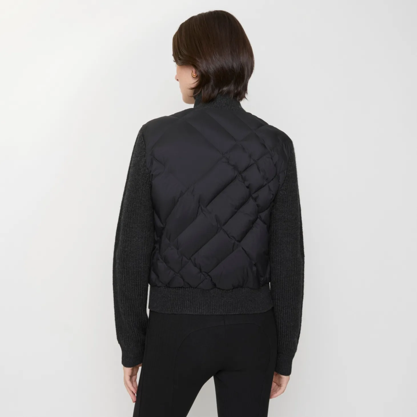 Check-stitch Nylon and Wool Jacket