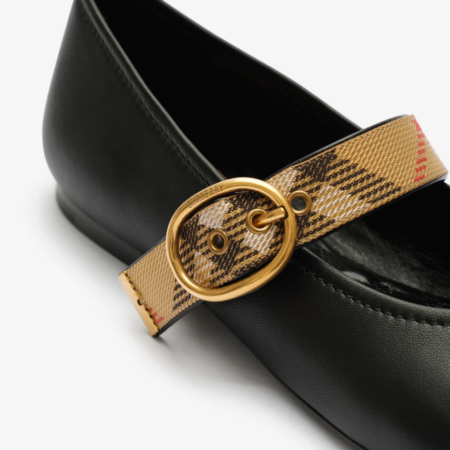 Check Strap Leather Robin Ballerinas