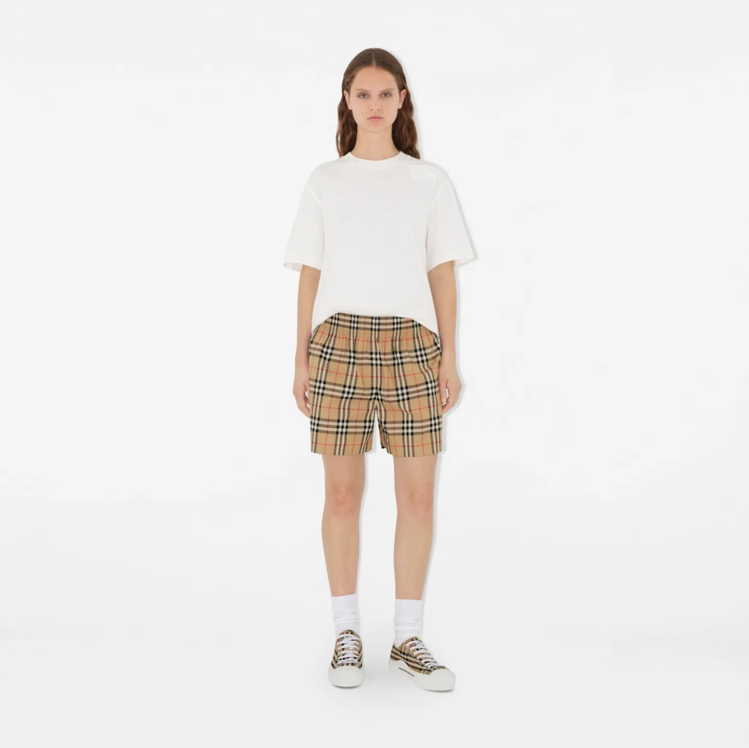 Check Stretch Cotton Shorts
