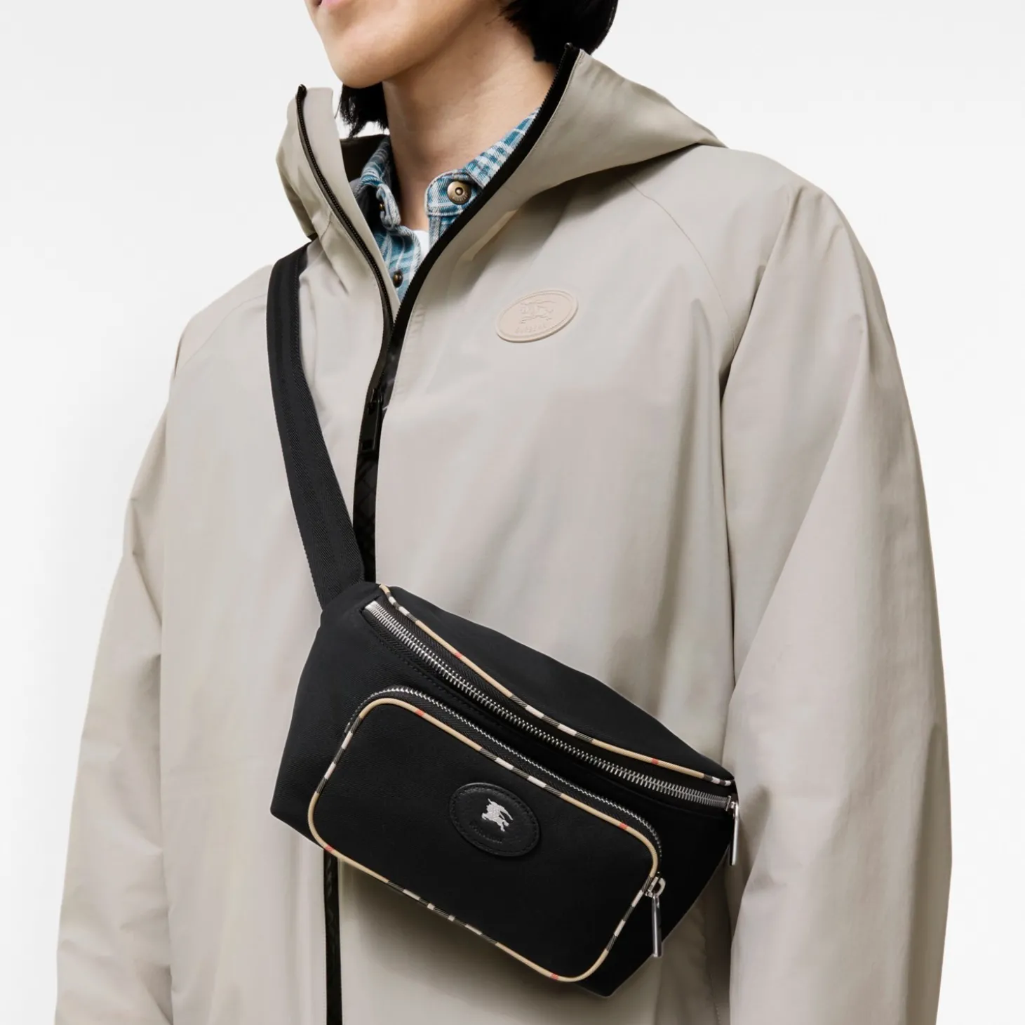 Check Trim Belt Bag
