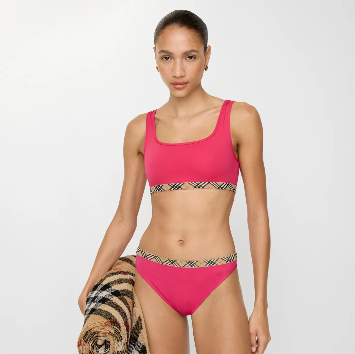 Check Trim Bikini Top