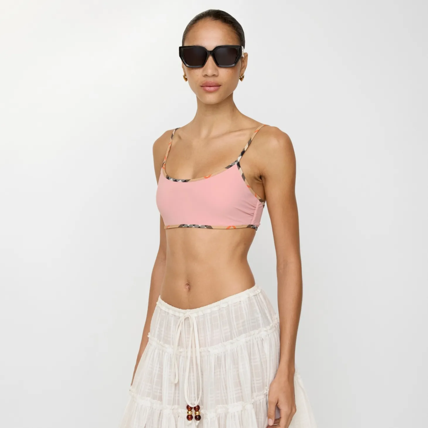 Check Trim Bikini Top