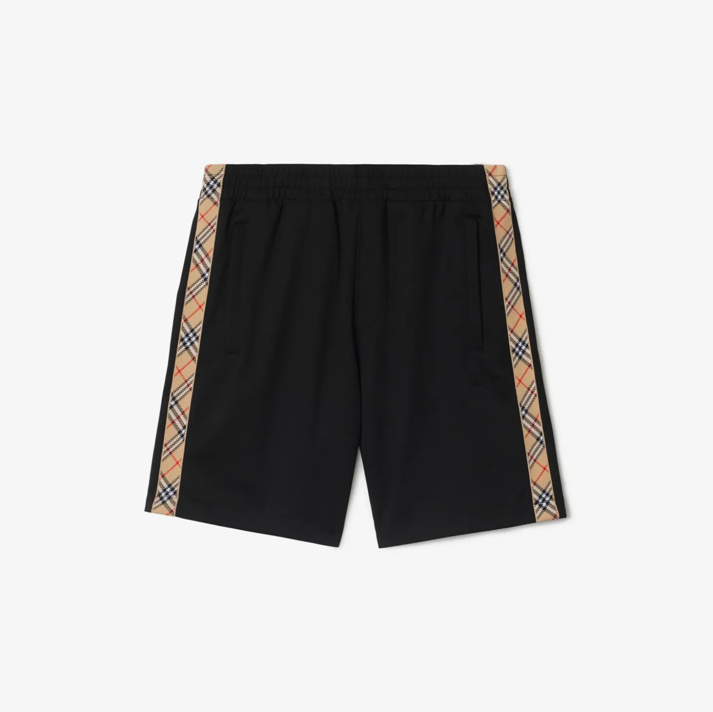 Check Trim Cotton Blend Shorts