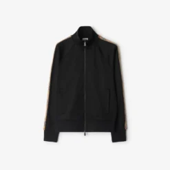 Check Trim Cotton Blend Track Jacket